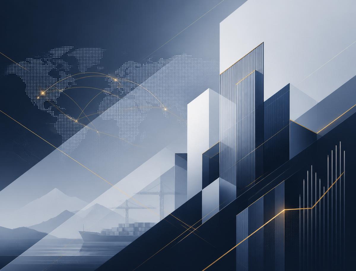Abstract architectural composition representing global investment and infrastructure